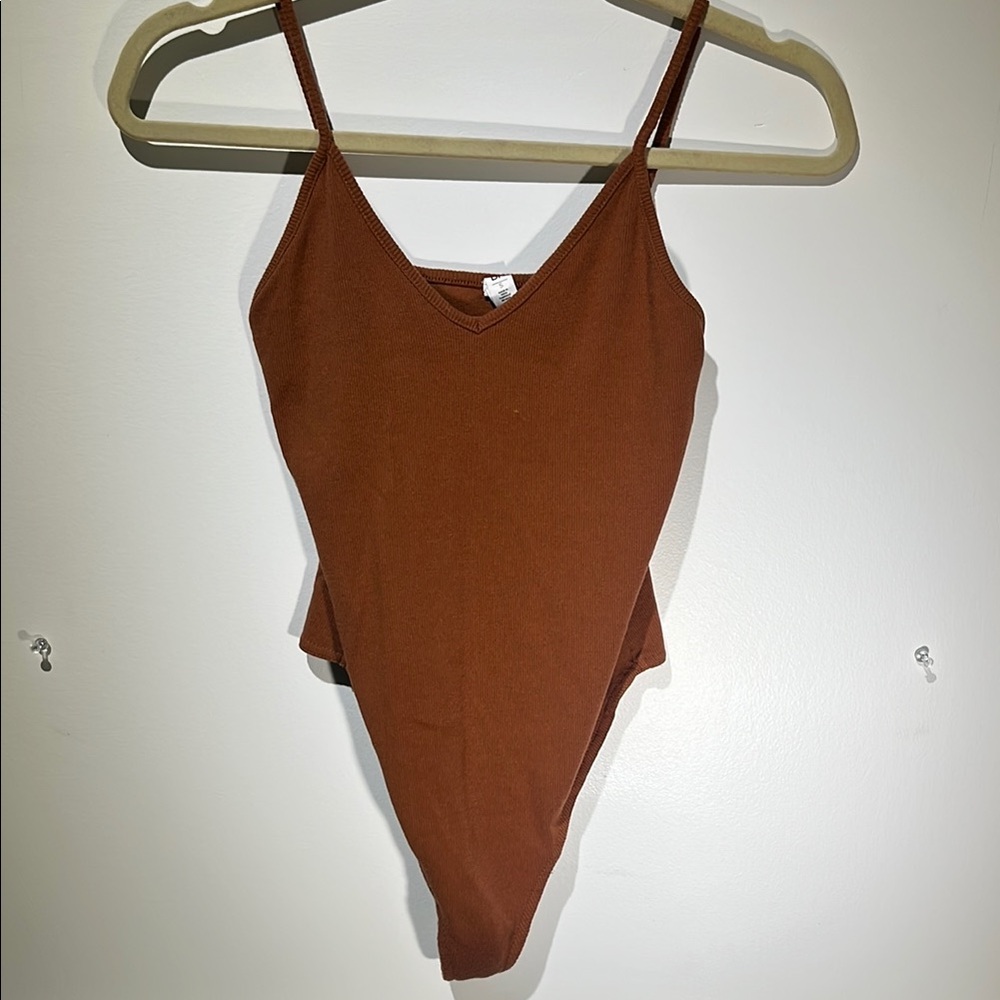 Brown V-Neck Bodysuit
